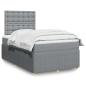 Preview: ARDEBO.de - Boxspringbett mit Matratze Hellgrau 120x190 cm Stoff