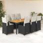 Preview: ARDEBO.de - 9-tlg. Garten-Bistro-Set mit Kissen Schwarz Poly Rattan