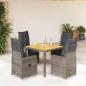 Preview: ARDEBO.de - 5-tlg. Garten-Bistro-Set mit Kissen Grau Poly Rattan