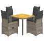 Preview: 5-tlg. Garten-Bistro-Set mit Kissen Grau Poly Rattan