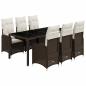 Preview: 7-tlg. Garten-Bistro-Set mit Kissen Braun Poly Rattan