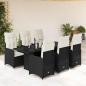 Preview: ARDEBO.de - 7-tlg. Garten-Bistro-Set mit Kissen Schwarz Poly Rattan