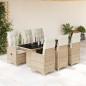 Preview: ARDEBO.de - 7-tlg. Garten-Bistro-Set mit Kissen Beige Poly Rattan