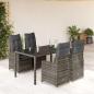 Preview: ARDEBO.de - 5-tlg. Garten-Bistro-Set mit Kissen Grau Poly Rattan