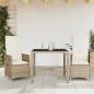 Preview: ARDEBO.de - 3-tlg. Garten-Bistro-Set mit Kissen Beige Poly Rattan