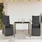 Preview: ARDEBO.de - 3-tlg. Garten-Bistro-Set mit Kissen Grau Poly Rattan