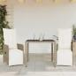 Preview: ARDEBO.de - 3-tlg. Garten-Bistro-Set mit Kissen Braun Poly Rattan