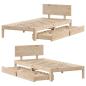 Preview: Massivholzbett mit Schubladen 75x190 cm Kiefer