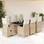 Preview: ARDEBO.de - 9-tlg. Garten-Bistro-Set mit Kissen Beige Poly Rattan