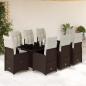 Preview: ARDEBO.de - 9-tlg. Garten-Bistro-Set mit Kissen Braun Poly Rattan