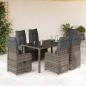 Preview: ARDEBO.de - 5-tlg. Garten-Bistro-Set mit Kissen Grau Poly Rattan