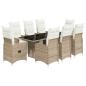 Preview: 9-tlg. Garten-Bistro-Set mit Kissen Braun Poly Rattan
