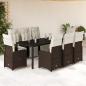 Preview: ARDEBO.de - 9-tlg. Garten-Bistro-Set mit Kissen Braun Poly Rattan