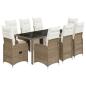 Preview: 9-tlg. Garten-Bistro-Set mit Kissen Braun Poly Rattan