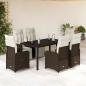 Preview: ARDEBO.de - 7-tlg. Garten-Bistro-Set mit Kissen Braun Poly Rattan