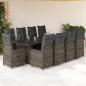 Preview: ARDEBO.de - 11-tlg. Garten-Bistro-Set mit Kissen Grau Poly Rattan