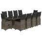 Preview: 11-tlg. Garten-Bistro-Set mit Kissen Grau Poly Rattan