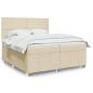Preview: ARDEBO.de - Boxspringbett mit Matratze Creme 200x200 cm Stoff