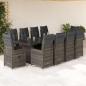 Preview: ARDEBO.de - 11-tlg. Garten-Bistro-Set mit Kissen Grau Poly Rattan