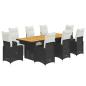 Preview: 9-tlg. Garten-Bistro-Set mit Kissen Schwarz Poly Rattan