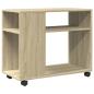 Preview: Beistelltisch mit Rollen Sonoma Eiche 70x35x60 cm Holzwerkstoff