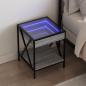 Preview: ARDEBO.de - Nachttisch mit Infinity-LED Grau Sonoma 40x40x49 cm