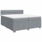 Preview: Boxspringbett mit Matratze Hellgrau 200x200 cm Stoff
