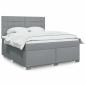Preview: ARDEBO.de - Boxspringbett mit Matratze Hellgrau 180x200 cm Stoff
