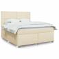 Preview: ARDEBO.de - Boxspringbett mit Matratze Creme 180x200 cm Stoff