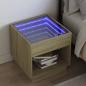Preview: ARDEBO.de - Nachttisch mit Infinity-LED Sonoma-Eiche 50x50x50 cm