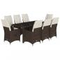 Preview: 9-tlg. Garten-Essgruppe mit Kissen Braun Poly Rattan