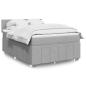 Preview: ARDEBO.de - Boxspringbett mit Matratze Hellgrau 140x200 cm Stoff