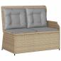 Preview: Gartenbank Verstellbar mit Kissen Beige Poly Rattan