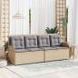 Preview: Gartenbank Verstellbar mit Kissen Beige Poly Rattan
