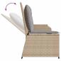 Preview: Gartenbank Verstellbar mit Kissen Beige Poly Rattan