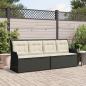 Preview: Gartenbank Verstellbar mit Kissen Schwarz Poly Rattan