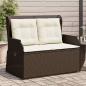 Preview: ARDEBO.de - Gartenbank Verstellbar mit Kissen Braun Poly Rattan