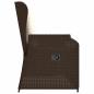 Preview: Gartenbank Verstellbar mit Kissen Braun Poly Rattan