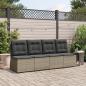 Preview: Gartensessel mit Liegefunktion und Kissen Grau Poly Rattan