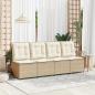 Preview: Gartensessel mit Liegefunktion und Kissen Beige Poly Rattan