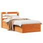 Preview: ARDEBO.de - Massivholzbett mit Kopfteil Wachsbraun 75x190 cm Kiefer