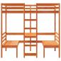 Preview: Hochbett mit Schreibtisch & Stühlen Braun 90x200 cm Kiefernholz