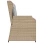 Preview: Gartenbank Verstellbar mit Kissen Beige Poly Rattan