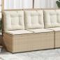 Preview: ARDEBO.de - Gartenbank Verstellbar mit Kissen Beige Poly Rattan
