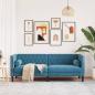 Preview: Chesterfield-Sofa mit Nackenrollen 3-Sitzer Blau Samt