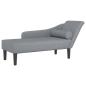 Preview: Chaiselongue mit Kissen Hellgrau Stoff