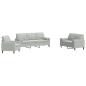 Preview: 3-tlg. Sofagarnitur mit Kissen und Nackenrollen Hellgrau Samt