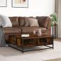Preview: Couchtisch Räuchereiche 80x80x30 cm Holzwerkstoff und Metall