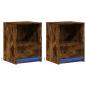 Preview: Nachttische mit LED-Leuchten 2 Stk. Räuchereiche Holzwerkstoff