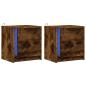 Preview: Nachttische mit LED-Leuchten 2 Stk. Räuchereiche Holzwerkstoff